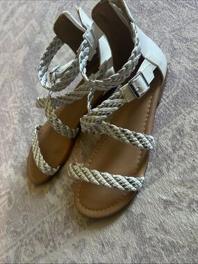 Sonoma Silver & White Braided Gladiator Sandals
